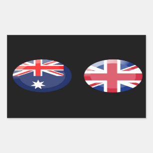 Pegatina Rectangular Banderas de Australia y Reino Unido
