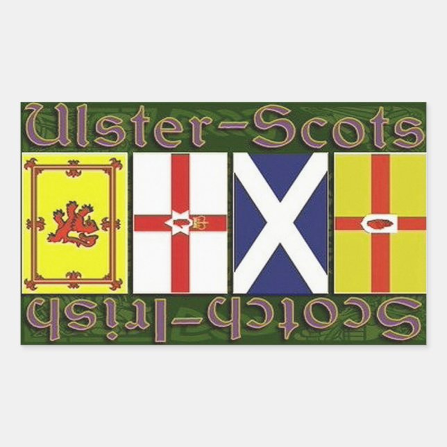 Pegatina Rectangular Banderas de Escocia y Ulster (Anverso)