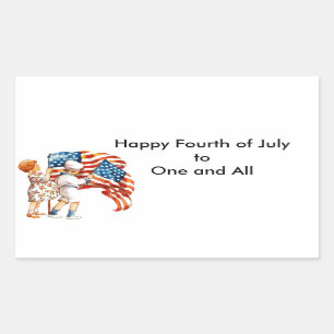 Pegatina Rectangular Banderas de ondear de Chica y niño