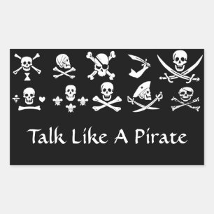 PEGATINA RECTANGULAR BANDERAS DE PIRATAS NEGRAS, HUESOS CRUZADOS, ESPAL