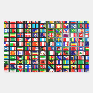 Pegatina Rectangular Banderas del mundo