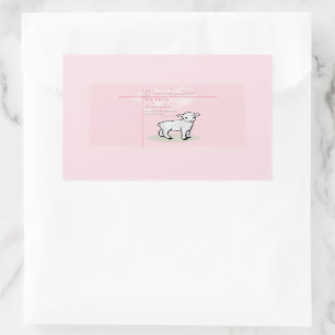 Pegatina Rectangular Baptismo de nieta Cordero rosa personalizado