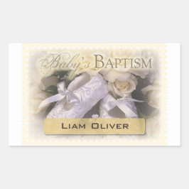 Pegatina Rectangular Baptismo del bebé neutral, nombre de Personalizabl