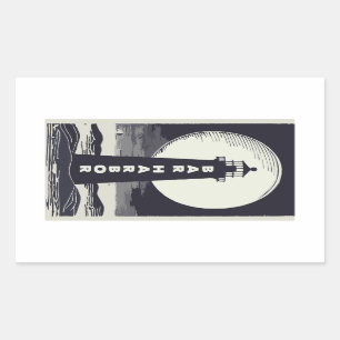 Pegatina Rectangular Bar Harbour Maine Lighthouse Moon