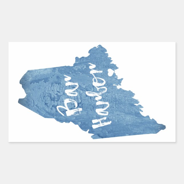Pegatina Rectangular Bar Harbour Maine Wood Grain (Anverso)