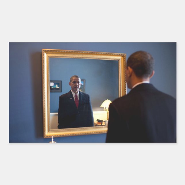 Pegatina Rectangular Barack Obama (Anverso)