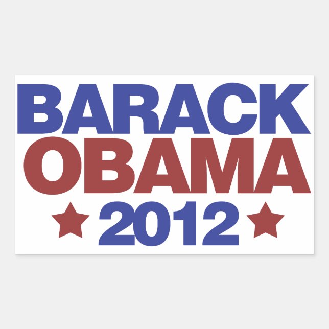 Pegatina Rectangular Barack Obama 2012 (Anverso)