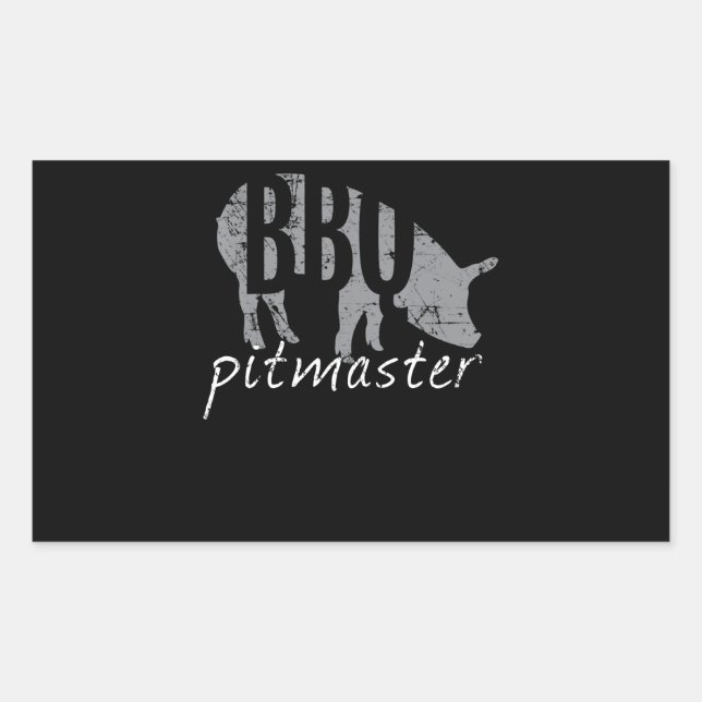 Pegatina Rectangular Barbacoa | BBQ Pitmaster Pig Grill Fars (Anverso)