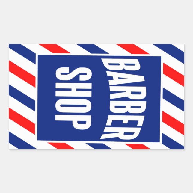 Pegatina Rectangular Barbershop (Anverso)