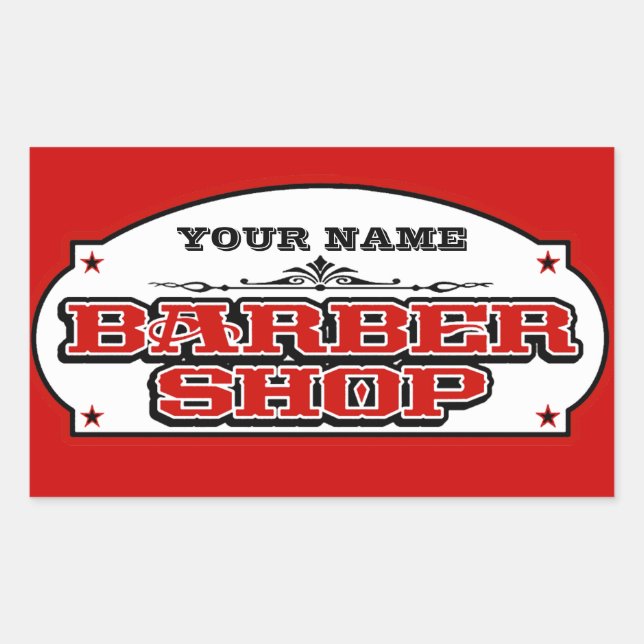 Pegatina Rectangular Barbershop (Anverso)