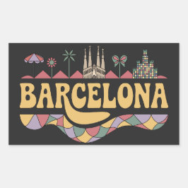 Pegatina Rectangular Barcelona España Europa