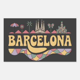Pegatina Rectangular Barcelona España Europa