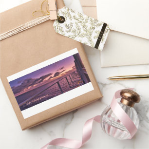 Pegatina Rectangular Barco Crucero Sereno Amanecer