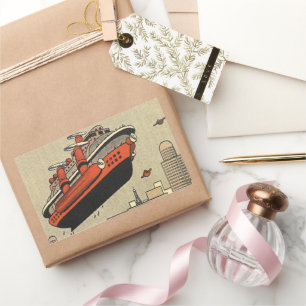 Pegatina Rectangular Barco de crucero de helicóptero de ciencia ficción