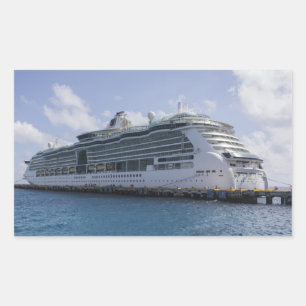 Pegatina Rectangular Barco de crucero tropical