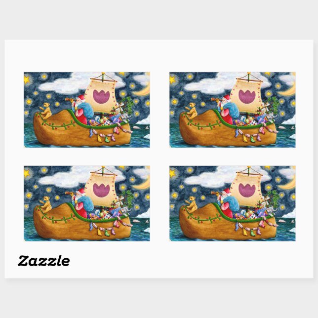 PEGATINA RECTANGULAR BARCO HOLANDÉS SHOE SANTA, ICEBERGS, BALLENA, OSO  (Hoja)