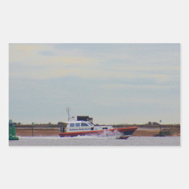 Pegatina Rectangular Barco piloto de Harwich Haven (Anverso)