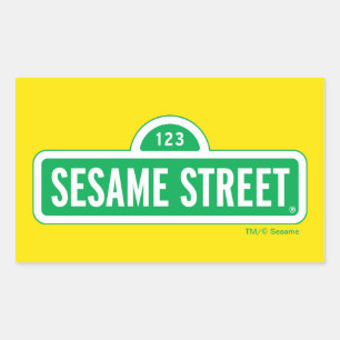 Pegatina Rectangular Barrio Sésamo   Logotipo verde