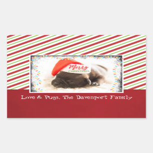 Pegatina Rectangular Barro amasado del navidad en el gorra de Santa con