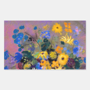 Pegatina Rectangular Base blanca con flores Odilon Redon