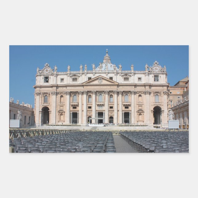 Pegatina Rectangular Basílica de San Pietro, Ciudad del Vaticano, Roma, (Anverso)