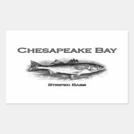 Pegatina Rectangular Bass a rayas de la bahía de Chesapeake
