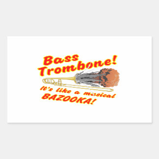 Pegatina Rectangular Bass Trombone Musical Bazooka