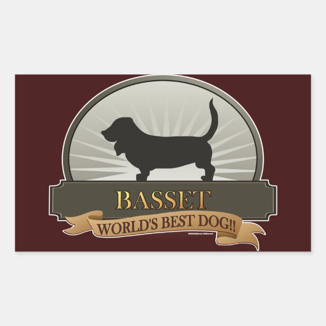 Pegatina Rectangular Basset (Anverso)