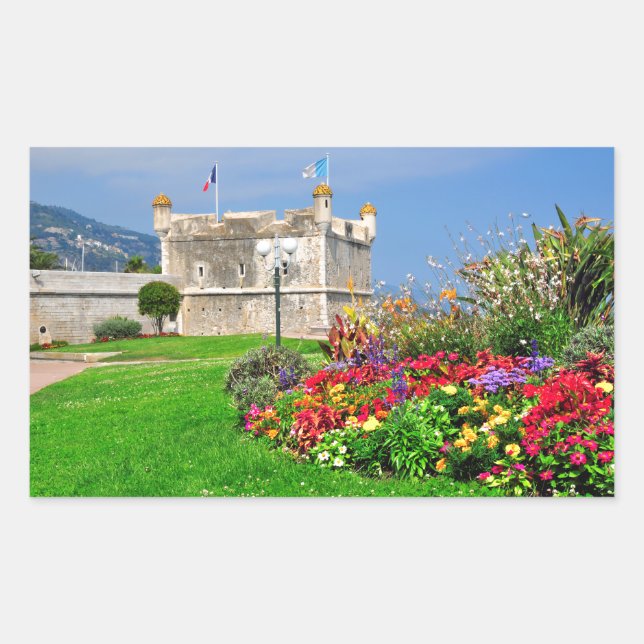 Pegatina Rectangular Bastión de Menton en Francia (Anverso)