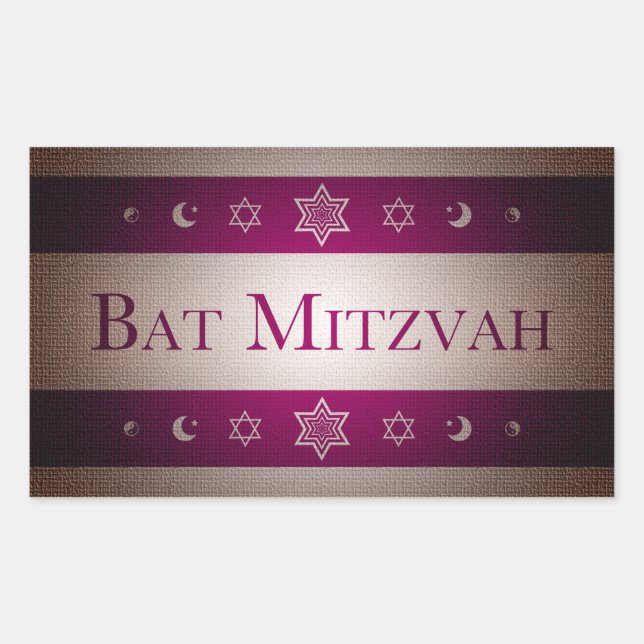 Pegatina Rectangular Bat Mitzvah (Anverso)