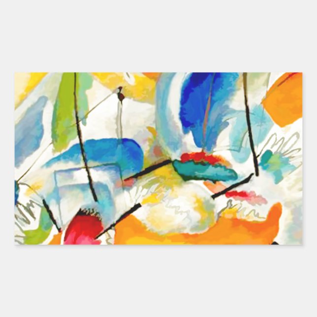 Pegatina Rectangular Batalla del mar de Kandinsky 1913 (Anverso)