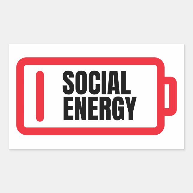 Pegatina Rectangular Batería social de energía introvertida (Anverso)