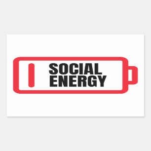 Pegatina Rectangular Batería social de energía introvertida
