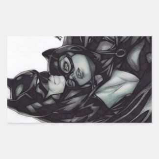 Pegatina Rectangular Batman & Catwoman ~ Bruce Wayne & Selina Kyle