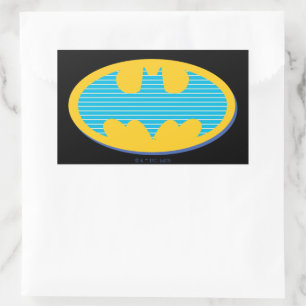 Pegatina Rectangular Batman   Símbolo de franjas cian