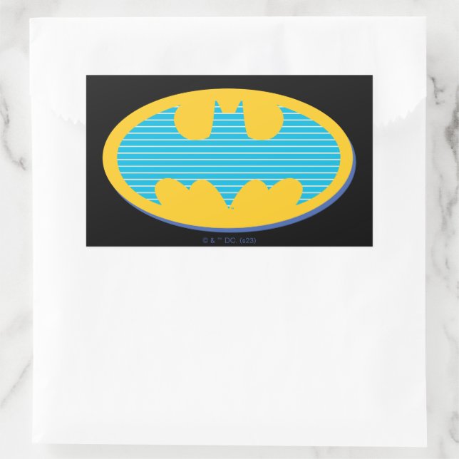Pegatina Rectangular Batman | Símbolo de franjas cian (Bolso)