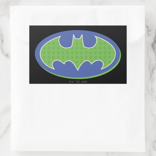 Pegatina Rectangular Batman | Símbolo morado y verde (Bolso)