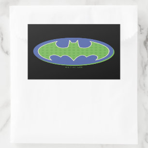 Pegatina Rectangular Batman   Símbolo morado y verde