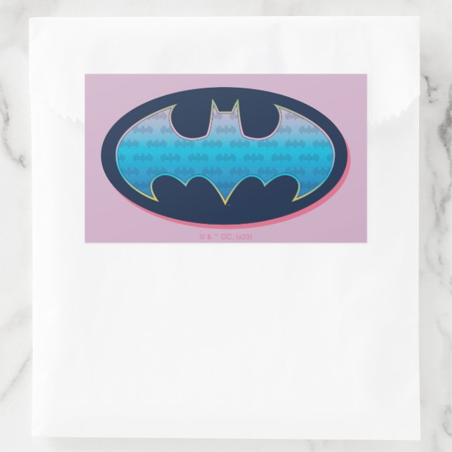 Pegatina Rectangular Batman | Símbolo rosa y azul (Bolso)