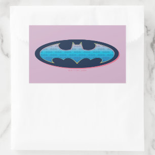 Pegatina Rectangular Batman   Símbolo rosa y azul
