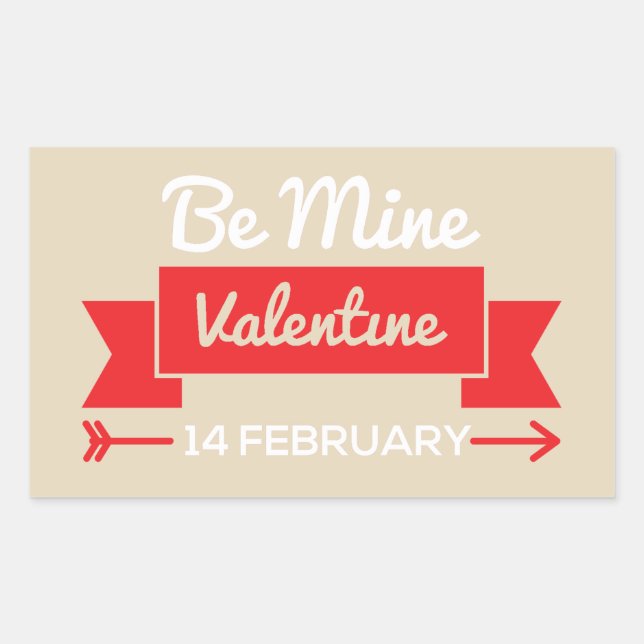Pegatina Rectangular Be Mine Valentine (Anverso)
