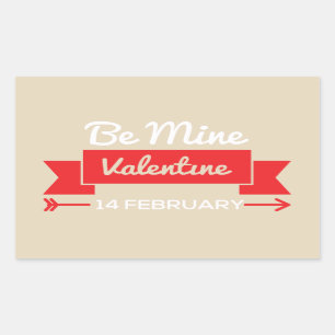 Pegatina Rectangular Be Mine Valentine