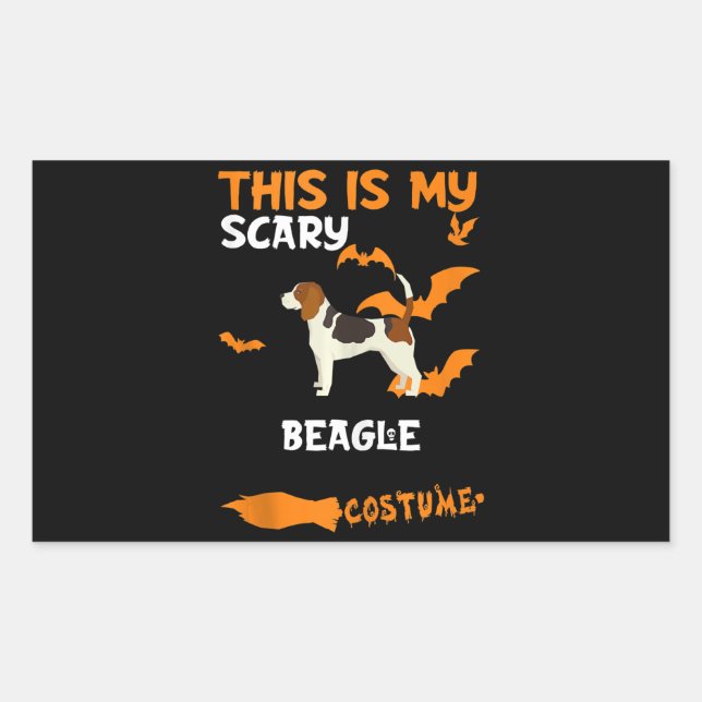 Pegatina Rectangular Beagle Costume Halloween Lazy Scary Dog Tank Top (Anverso)