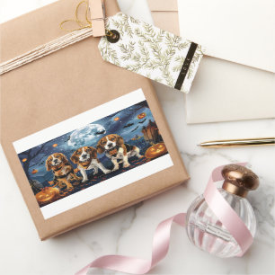 Pegatina Rectangular Beagle Halloween Spooky