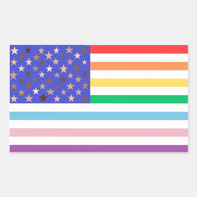 Pegatina Rectangular Beautiful USA Flag Rectangular Sticker (Anverso)