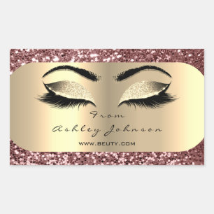 Pegatina Rectangular Beauty Sparkly Purpurina Rosa Gold Lash desde la d