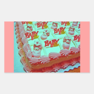 Pegatina Rectangular Bebé Chica Cake