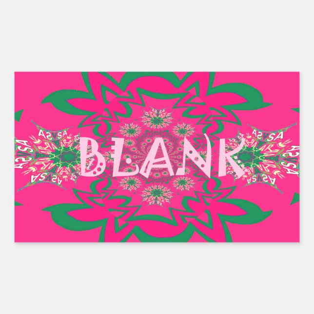 Pegatina Rectangular Bebé en blanco Vivid Pink Floral Purple Shade Mono (Anverso)