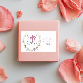 Pegatina Rectangular Bebé en el elegante Baby Shower de Flor Silvestre 