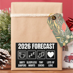Pegatina Rectangular Bebé Llegando Pronto Pronóstico 2026 Chiste de Bab